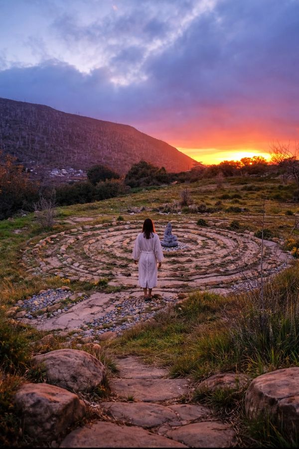 Labyrinthe au coucher du soleil